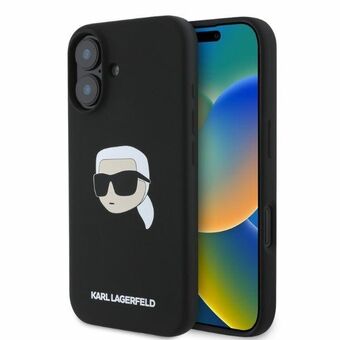 Karl Lagerfeld KLHMP16SSKHPPLK iPhone 16 6.1" svart/black hardcase Silikon Karlhuvudprint MagSafe