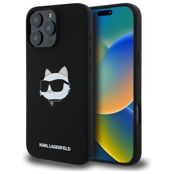 Karl Lagerfeld KLHMP16LSCHPPLK iPhone 16 Pro 6.3" svart/svart hårt fodral Silikon Choupette Head Print MagSafe