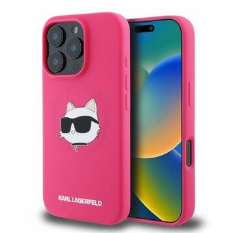 Karl Lagerfeld KLHMP16XSCHPPLF iPhone 16 Pro Max 6.9" fuchsia/silicone hardcase med Choupette-huvudtryck MagSafe