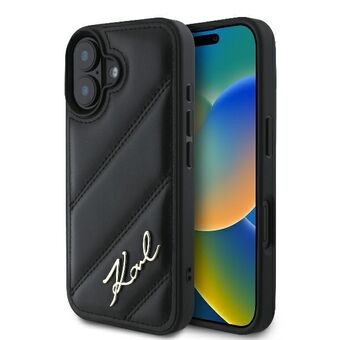 Karl Lagerfeld KLHCP16SPQDSMGK iPhone 16 6.1" svart/svart hårdskal Quiltad Signature