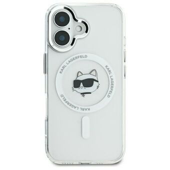 Karl Lagerfeld KLHMP16LHLSCHH iPhone 16 Pro 6,3" vit/white hårt skal IML Metal Choupette Head MagSafe