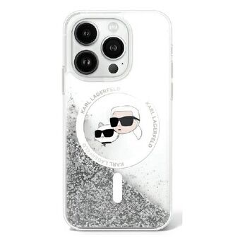 Karl Lagerfeld KLHMP16SLGKCSGH iPhone 16 6.1" hårt skal transparent Liquid Glitter Karl&Choupette Head Magsafe