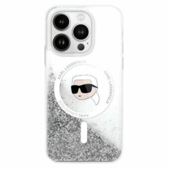 Karl Lagerfeld KLHMP16LLGKISGH iPhone 16 Pro 6.3" hårt skal transparent Liquid Glitter Karl Head Magsafe