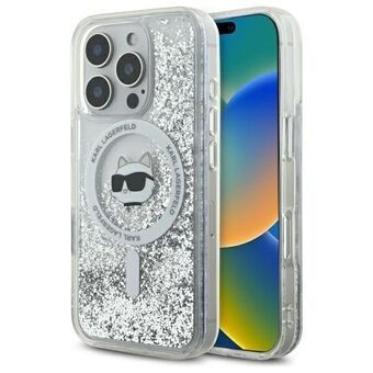 Karl Lagerfeld KLHMP16LLGCHSGH iPhone 16 Pro 6.3" hårt skal transparent Liquid Glitter Choupette Head Magsafe