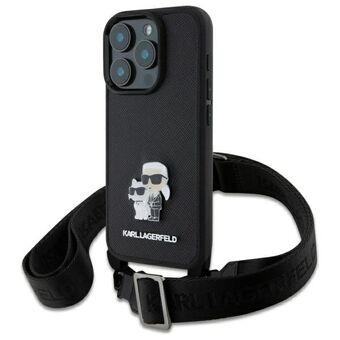 Karl Lagerfeld KLHCP16LSAKCPBK iPhone 16 Pro 6.3" svart/black hårdskal Saffiano Karl&Choupette Metal Pin CBDY Strap