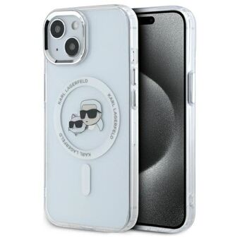 Karl Lagerfeld KLHMP15SHLSKCH iPhone 15 6.1" vit/white hårdskal IML Metal Karl&Choupette Head MagSafe