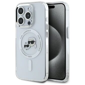 Karl Lagerfeld KLHMP15LHLSKCH iPhone 15 Pro 6.1" vit hårt skal IML Metal Karl&Choupette Head MagSafe