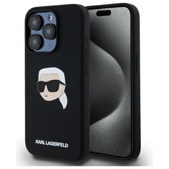 Karl Lagerfeld KLHMP15LSKHPPLK iPhone 15 Pro 6.1" svart/svart hårdskal Silikon Karl Head Print MagSafe