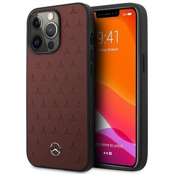 Mercedes iPhone 13 Pro / iPhone 13 Röd Hardcase Läder Stjärnmönster