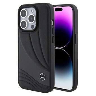 Mercedes MEHCP15L8ROLK iPhone 15 Pro 6.1" svart/svart hårdskal Läder Våg Mönster