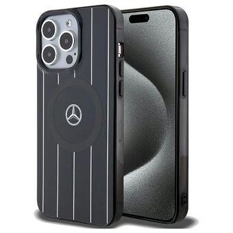 Mercedes MEHMP15L23HRSK iPhone 15 Pro 6.1" svart/svart hårdfodral Dubbel Lager Korsade Linjer MagSafe