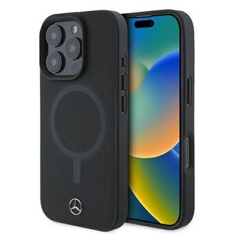 Mercedes MEHMP16X23RCMK iPhone 16 Pro Max 6.9" svart/black hårt fodral Slätt Läder MagSafe