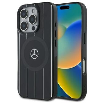 Mercedes MEHMP16L23HRSK iPhone 16 Pro  6.3" svart/black hardcase MB Double Layer Crossed Lines MagSafe