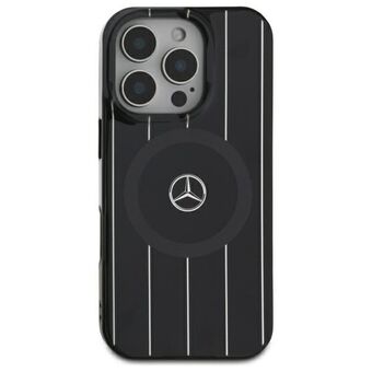 Mercedes MEHMP16S23HRSK iPhone 16 6.1" svart/svart hård skal MB Dubbel Lager Korsade Linjer MagSafe