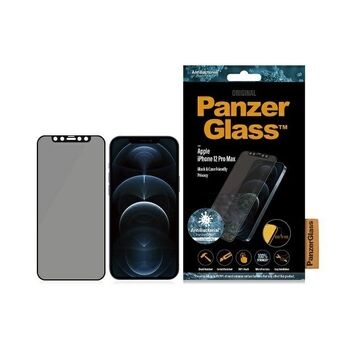 PanzerGlass E2E Super+ iPhone 12 Pro Max-fodral vänlig mot skärmglas (case friendly), antibakteriellt, med mikrofraktursskydd, svart (czarny/black).