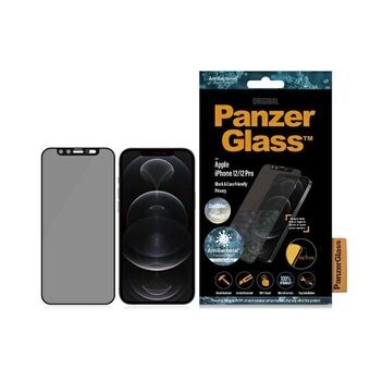 PanzerGlass E2E Mikrofraktur iPhone 12 / 12 Pro 6,1" Fodralvänlig CamSlider Integritet Antibakteriell svart/svart