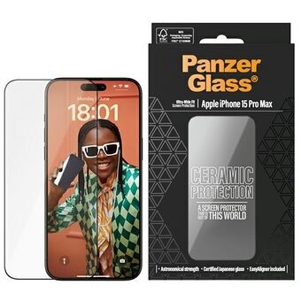 PanzerGlass Keramikskydd iPhone 15 Pro Max 6,7" Ultra-Wide-Fit Skärmskydd Enkeltutförare ingår 2840