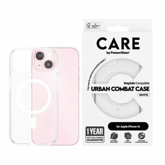 CARE by PanzerGlass Urban Combat Case iPhone 15 6,1" MagSafe vit 1417