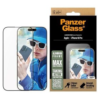 PanzerGlass Skärmskydd Aluminiumram iPhone 16 Pro 6.3" Ultra-Wide Fit 2850