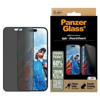 PanzerGlass Sekretesskydd iPhone 16 / 15 6,1" Ultra-Wide Fit P2861