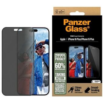 PanzerGlass Privacy Skärmskydd iPhone 16 Plus / 15 Plus 6,7" Ultra-Wide Fit P2863