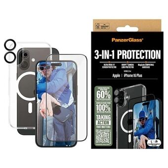 PanzerGlass Paket 3-i-1 iPhone 16 Plus 6,7" D3O Hardcase + Skärmskydd UWF + Lins B1293+2863+1283