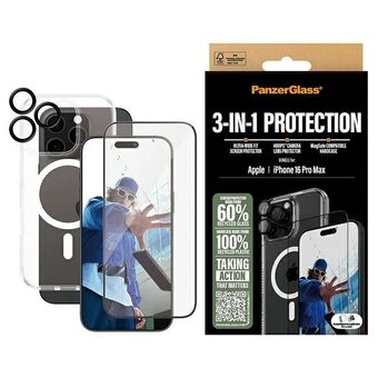 PanzerGlass Bundle 3in1 iPhone 16 Pro Max 6.9" D3O Hardcase + Skärmskydd UWF+ Lins B1294+2864+1284