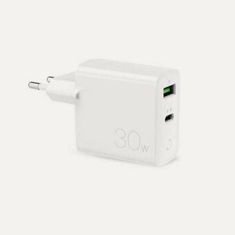 Ren laddning. nätverk. Mini FAST 1xUSB+1xUSB-C 30W vit/vit FMCTCUSBAC30WPDWHI