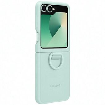 Etui Samsung EF-PF741TMEGWW Z Flip6 i färgen miętowy/mint, tillverkat av silikon med en ring.