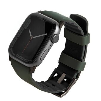 UNIQ-rem Linus Apple Watch Series 4/5/6/7/8 / SE / SE2 / Ultra 42/44 / 45mm. Airosoft Silikongrön / mossgrön