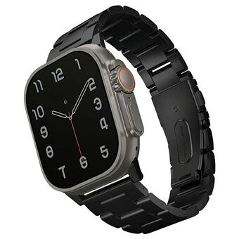 UNIQ-bältet Köp Apple Watch 42/44/45/49mm Series 1/2/3/4/5/6/7/8/9/SE/SE2/Ultra/Ultra 2 i rostfritt stål, svart/midnatts svart.
