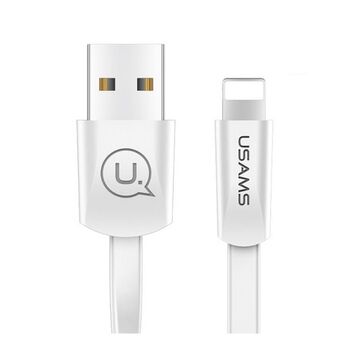 USAMS U2 Lightning platt kabel 1,2 m Vit / Vit SJ199IP02 iPhone 5/6/7/8 / X (US-SJ199)