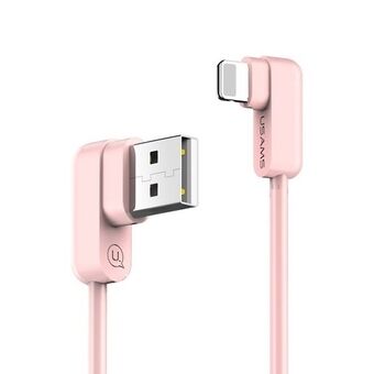 USAMS U-flow Lightning-vinklad kabel 1,2m 2A rosa/rosa IPUSBCY03 (US-SJ165)