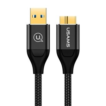 USAMS Flätad kabel U19 USB 3.0 micro USB B till extern hårddisk 1m svart/svart SJ272USB01 (US-SJ272)