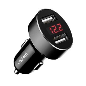 USAMS Billaddare 2xUSB C1 2,1A LED svart/black CC45GC01 (US-CC045)