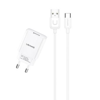 Certainly, here is the translation to Swedish:

USAMS Väggladdare 1xUSB T21 USB-C vit/white 2,1A Snabbladdning T21OCTC01