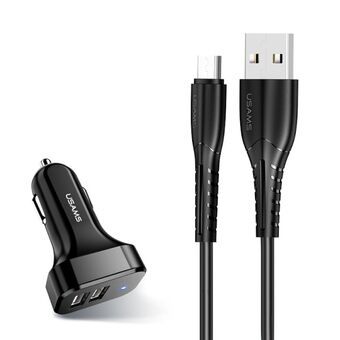 USAMS Laddare med dubbla USB C13-uttag och 2,1A microUSB, svart. NTU35MC13TZ.