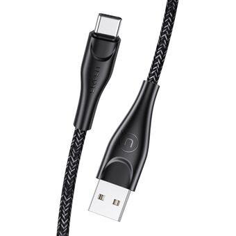 USAMS Kabel flätad U41 USB-C 3m 2A svart/svart SJ398USB01 (US-SJ398) Snabbladdning