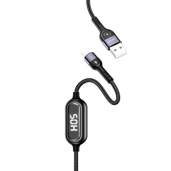 USAMS U48 lightning 1,2m 2A snabbladdning LED-kabel svart/svart SJ423USB01 (US-SJ423)