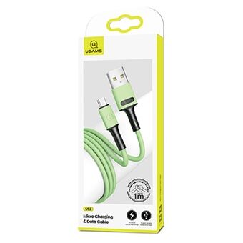 USAMS U52 microUSB 2A snabbladdningskabel 1m grön/grön SJ435USB02 (US-SJ435)