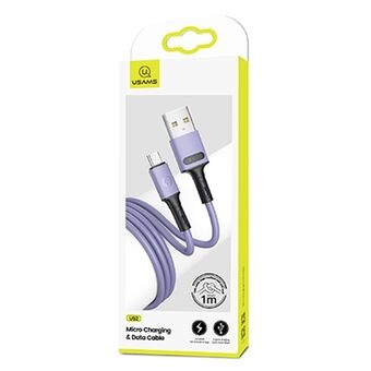 USAMS U52 microUSB 2A snabbladdningskabel 1m lila / lila SJ435USB04 (US-SJ435)