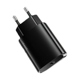 Here\'s the translation to Swedish:

USAMS Väggladdare 1xUSB-C T39 20W (endast huvudet) PD3.0 Snabbladdning svart/black CC131TC01 (US-CC131)