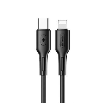 USAMS Kabel U43 USB-C till Lightning 30W PD 1.2m svart/svart SJ406USB01 (US-SJ406)