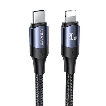 USAMS Kabel U71 USB-C till Lightning 1,2m 20W PD Snabbladdning svart (US-SJ521)