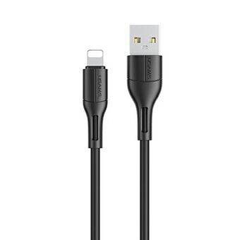 USAMS kabel U68 lightning 2A snabbladdning 1m svart / svart SJ500USB01 (US-SJ500)