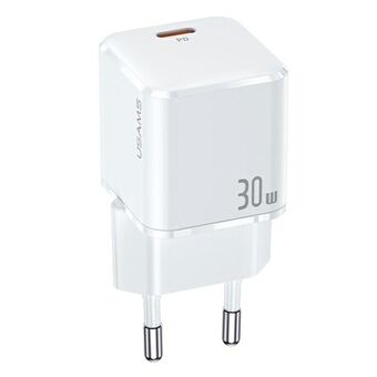 USAMS styrning. nätverk. 1xUSB-C T45 mini 30W (endast huvud) PD3.0 Snabbladdning vit/vit CC148TC02 (US-CC148)