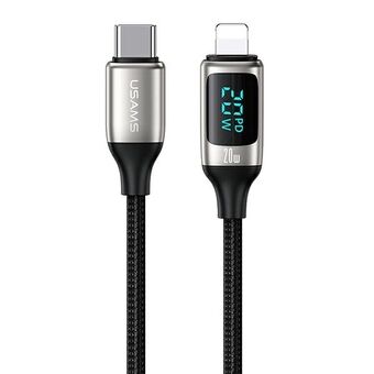 USAMS U78 USB-C till Lightning LED 1,2m 20W PD snabbladdningskabel Vit/Vit SJ545USB02 (US-SJ545)