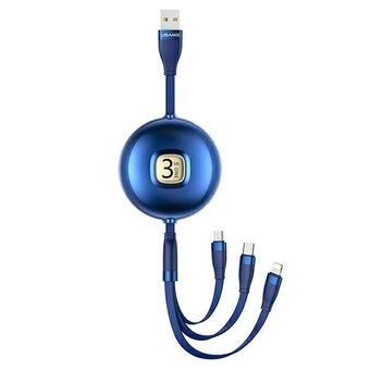 USAMS-kabel U69 3i1 1m blå/blå (blixt/microUSB/USB-C) SJ508USB02 (US-SJ508)