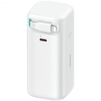 USAMS Powerbank med vikbar Lightning-kabel 18000 mAh PD45W snabbladdning XMF-serien vit/vit 20KCD21702 (US-CD217)