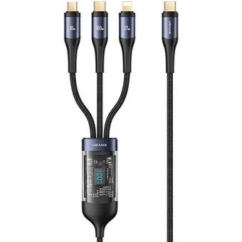 USAMS Kabel pleciony U83 3w1 100W 1,2m Digital Display PD Snabbladdning (lightning/microUSB/USB-C) SJ600USB01 (US-SJ600)